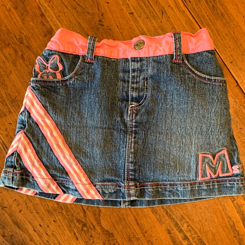 ** Walt Disney Minnie Mouse Jean Skirt w/ Pink 18m